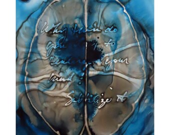 Subtilize Your Mind - Ink Painting of Brain Scan - Moby-Dick Melville