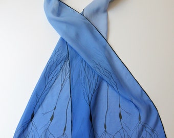 Pale Blue Neuron Scarf in Silk Chiffon