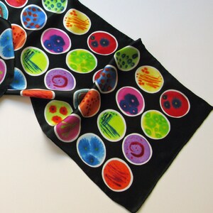 Black Petri Dishes Silk Charmeuse Scarf image 3