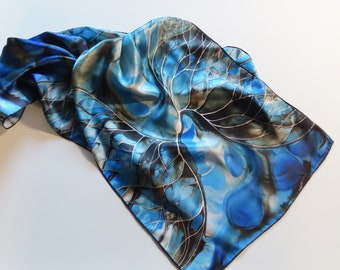 Neural Connections -  Silk Charmeuse Scarf - neuroscience scarf