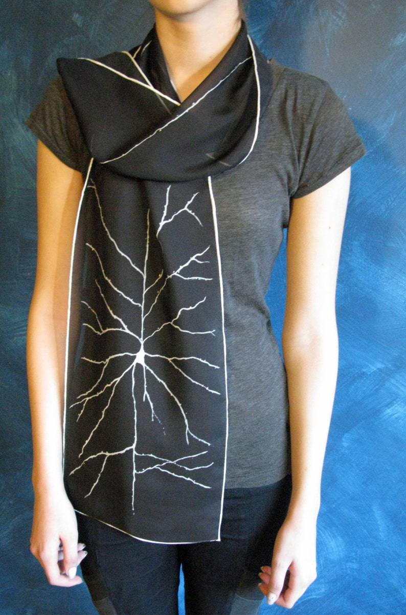 Pyramidal Neuron Silk Chiffon Scarf Black image 1