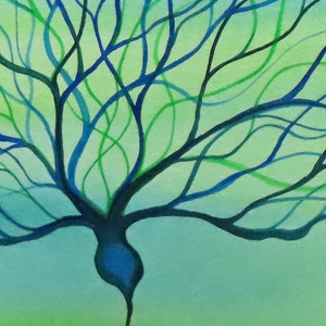Purkinje Cell original watercolor painting of neuron neuroscience art brain cell image 3