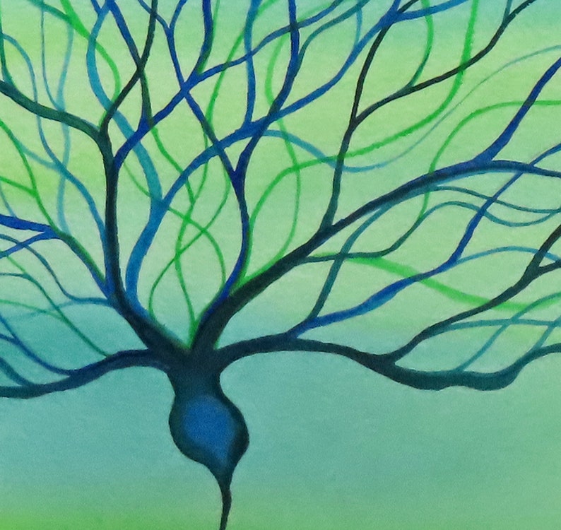 Purkinje Cell original watercolor painting of neuron neuroscience art brain cell image 3