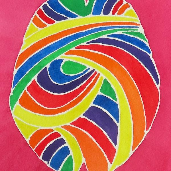 Rainbow Brain - aquarelle originale - neuroscience art - fierté