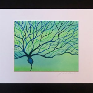 Purkinje Cell original watercolor painting of neuron neuroscience art brain cell image 2