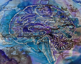 Mind of Melville - Ink Painting of Brain Scan - Moby-Dick Melville