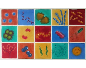Microbial Riches 10 - original watercolor painting of bacteria - microbiology art