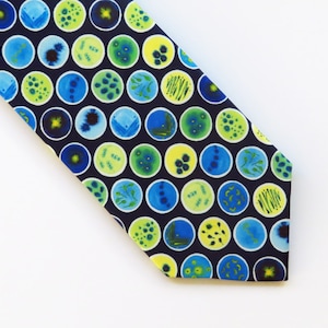 Blue Petri Dishes Silk Tie - Science Necktie - Microbiology Tie