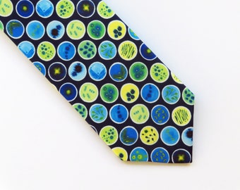 Blue Petri Dishes Silk Tie - Science Necktie - Microbiology Tie