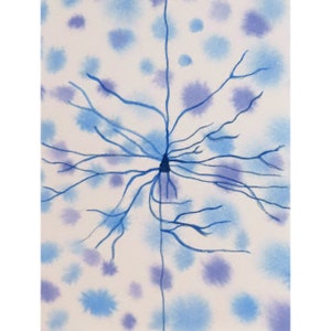 Vintage-style Pyramidal Cell original watercolor painting of neuron neuroscience art image 3