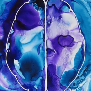 Turbulent Brain original ink painting on yupo neuroscience art image 1