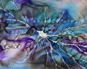 The Color of Thought: Original ink painting on yupo of neuron - neuroscience art philosophy - Marcus Aurelius