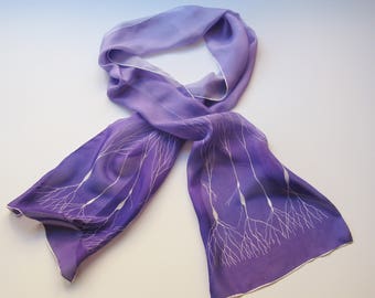 Purple Ombre Neuron Scarf in Silk Chiffon