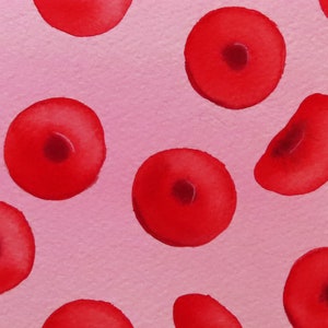 Red Blood Cells 6 original watercolor painting of erythrocytes image 1