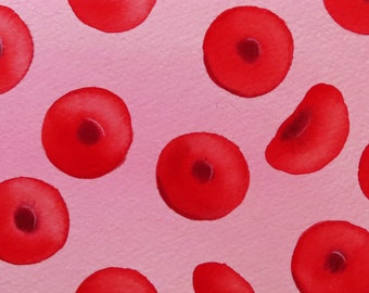 Red Blood Cells 6 - original watercolor painting of erythrocytes
