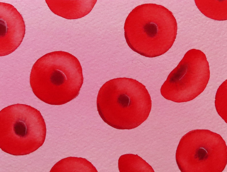 Red Blood Cells 6 original watercolor painting of erythrocytes image 1