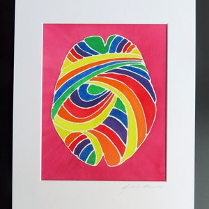 Rainbow Brain original watercolor painting neuroscience art pride image 2