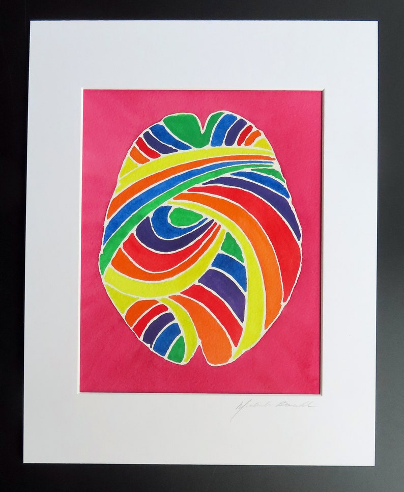Rainbow Brain original watercolor painting neuroscience art pride image 2