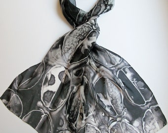 Black Brain Scan -  Silk Chiffon Scarf - neuroscience scarf