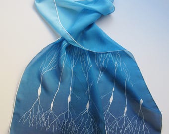 Blue Ombre Neuron Scarf in Silk Chiffon