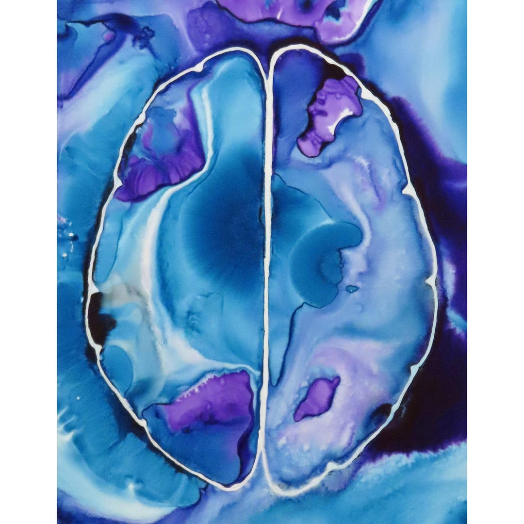 Deep Purple Dream Brain - Original Ink Painting on Yupo - Neuroscience ...