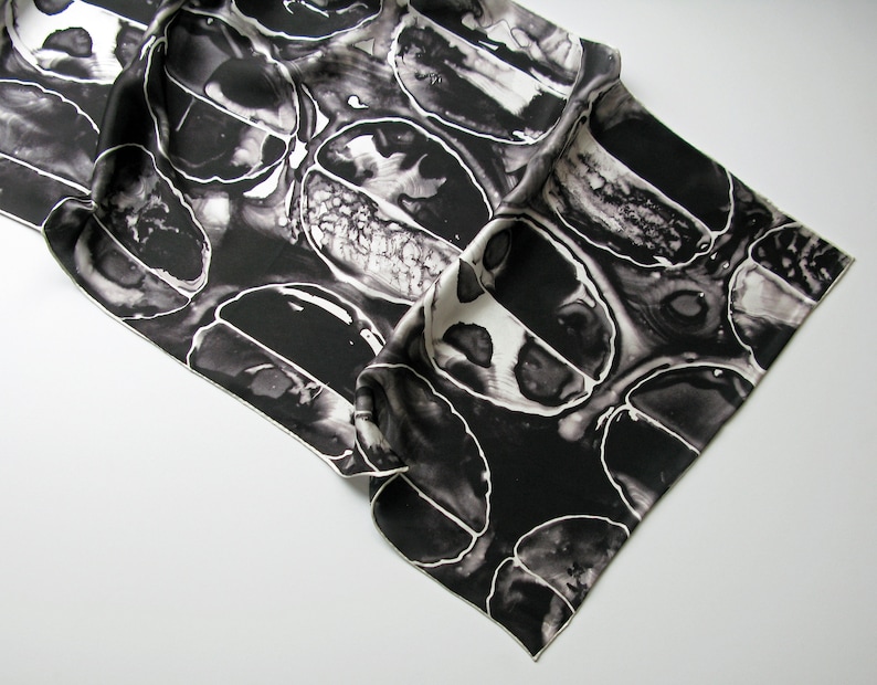 Black Brain Scan Silk Charmeuse Scarf neuroscience scarf image 2