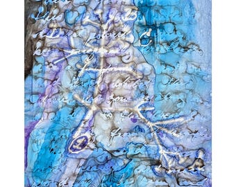 Endless Forms: Original ink painting on yupo of Darwin's Tree of Life