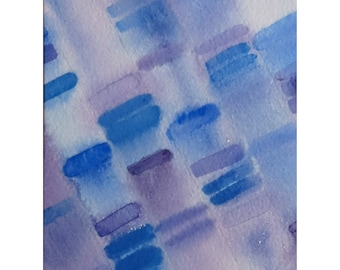 Gel Electrophoresis in Lavender and Blue- Original Watercolor Painting- Genetics DNA art