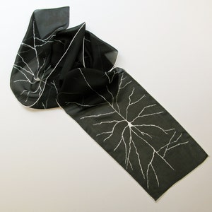 Pyramidal Neuron Silk Chiffon Scarf Black image 3