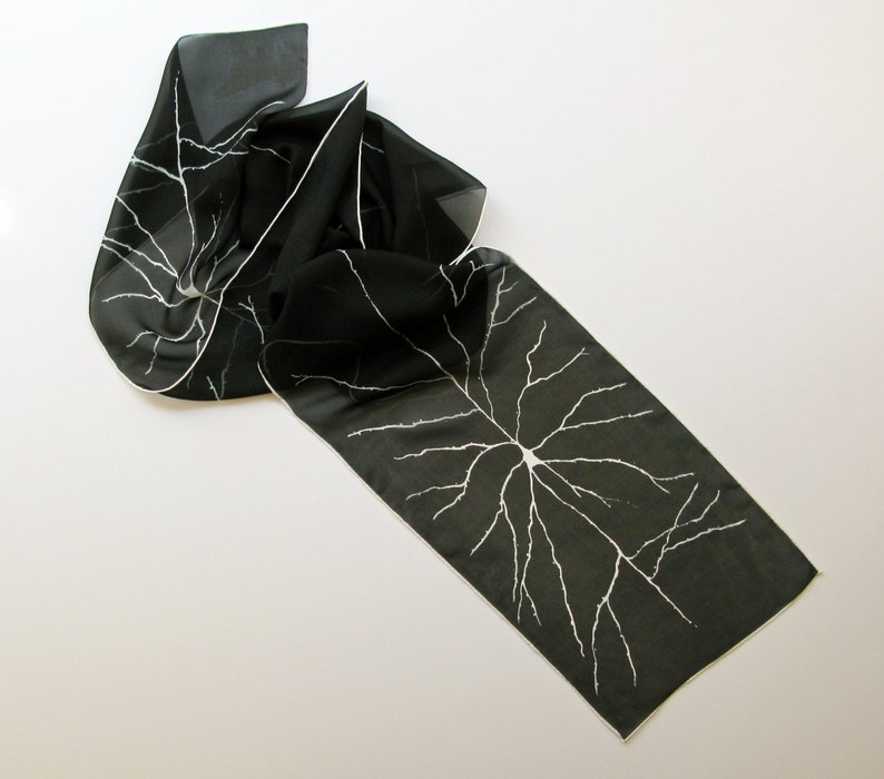 Pyramidal Neuron Silk Chiffon Scarf Black image 3