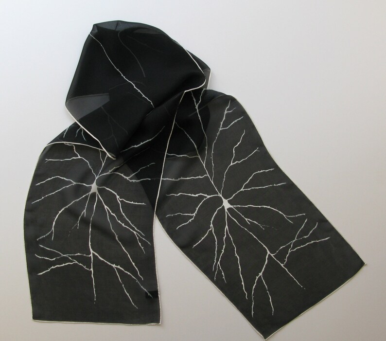 Pyramidal Neuron Silk Chiffon Scarf Black image 2