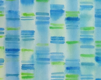 Gel Electrophoresis Blue and Green  - Original Watercolor - Genetics DNA