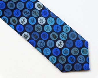 Blue Virus Dots Silk Tie - Science Necktie - Biology Tie