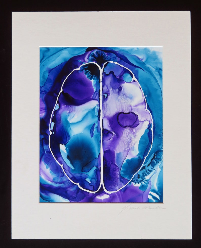 Turbulent Brain original ink painting on yupo neuroscience art image 2
