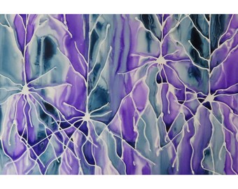 Pyramidal Neuron Forest - original ink painting on yupo of brain cells - neuroscience art