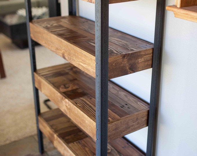 Pallet Wood and Metal Leg Bookshelf Etsy