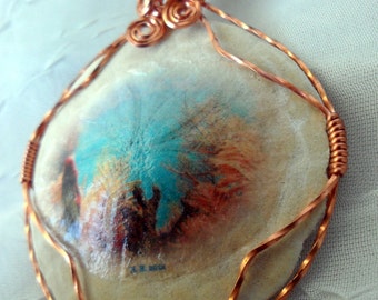 Wire Wrapped Sand Dollar with Original Photo Necklace