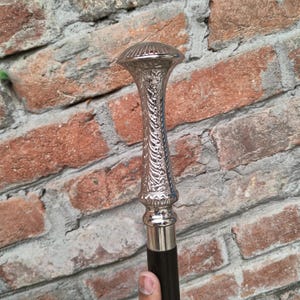 Antique Chrome Handle Walking Stick Cane – Vintage Style Wooden Cane for Men & Women