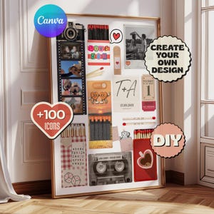Customizable Matchbox Template, DIY Valentine&#39;s Gift, Canva Editable, Custom Photo Print, Matchbook Poster, 18x24 inches