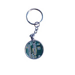 Upcycled Circuit Board Keyring: Handcrafted Geek Nerd Gift