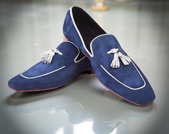 Handcrafted Men Luxury Tassels Suede Leather Casual Shoes