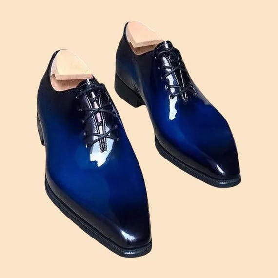 Handmade Leather Oxford Lace up Dress Blue Shaded Shoe Formal Shoes for Men  - Etsy Israel