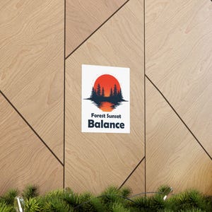 Stampa artistica &quot;Tramonto nella foresta: equilibrio&quot;, decorazione naturale, poster motivazionale, arte della meditazione, decorazione murale per la casa, regalo per gli amanti della natura