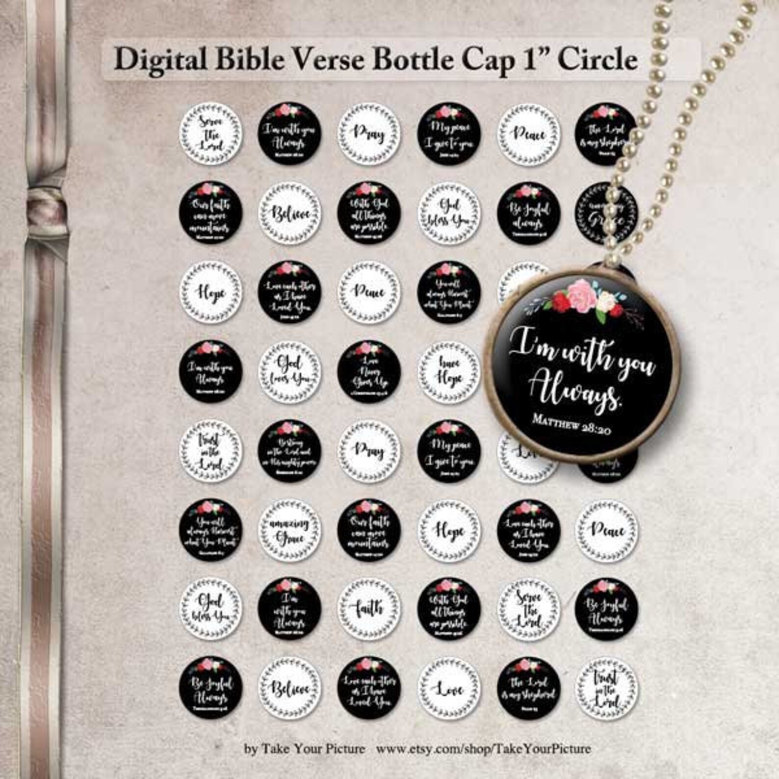Digital Bible verses 1 inch circle collage sheet-1 in circle | Etsy