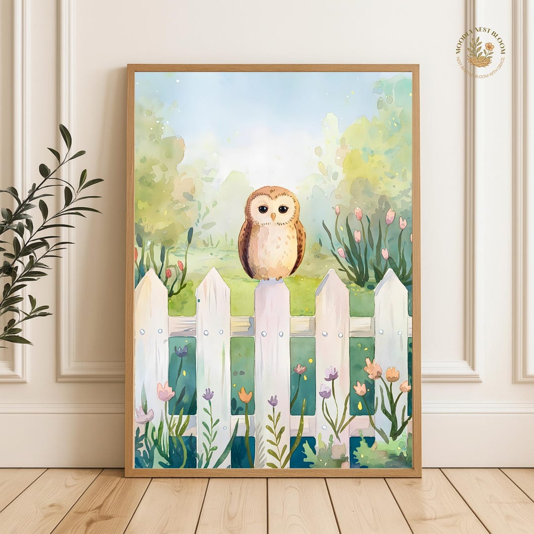 Owl Nursery Wall Art, Storybook Cottagecore Woodland Animal Print ...