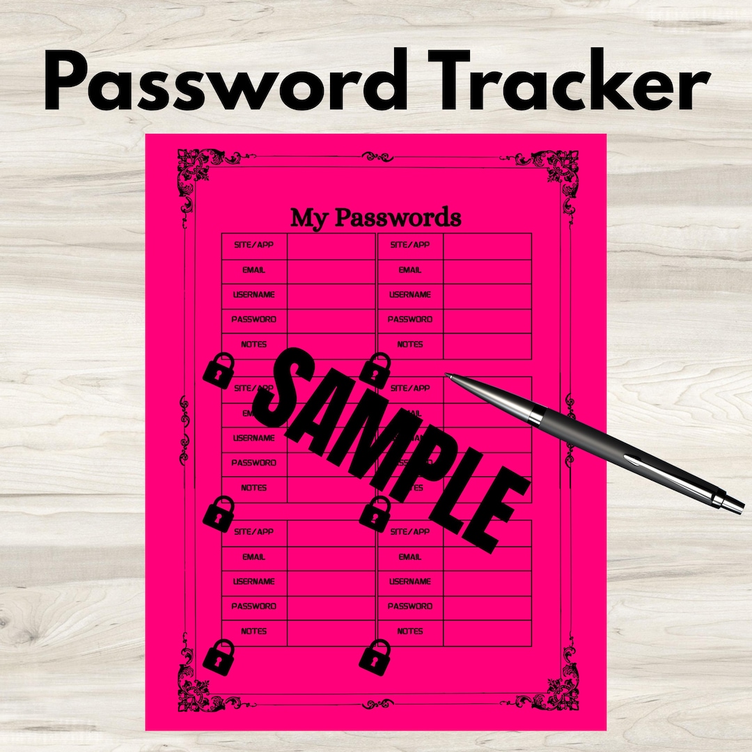 Printable Password Tracker / Password Keeper / Password Organizer ...