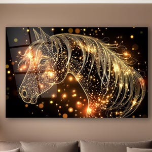 Tempered Glass Horse Wall Art: Modern Animal Decor