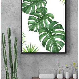 Elegant Nature & Botanical Print, Monstera + Palm, Wall Art, Downloadable Print, Home Decor, Living Room Poster