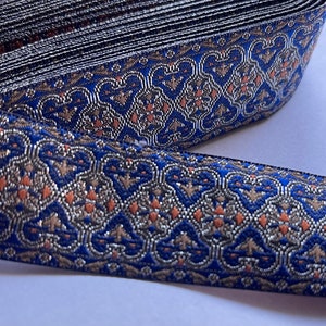 1 1/8 Blue Silver Sewing Trim By The Yard image 1