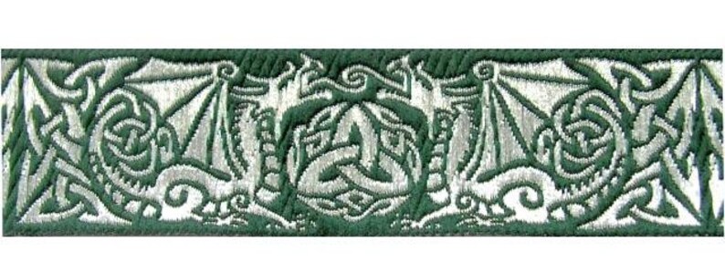 Dragontyme Celtic Dragon Triquetra Trim by the yard 1 3/8 inch reversible image 3